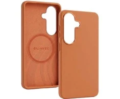 Liavec Silky dėklas su Metal Camera Frame for Samsung Galaxy S26 Plus oranžinės spalvos