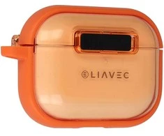 Liavec SlideLock dėklas telefonui Apple AirPods Pro 3 transparent-oranžinis