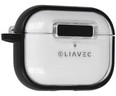 Liavec SlideLock dėklas telefonui Apple AirPods Pro 3 transparent-juodas