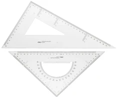 Liniuočių rinkinys DELI SET SQUARE, 2 vnt., skaidrios