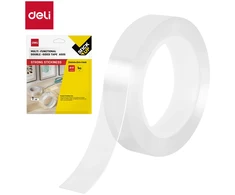 Lipni juosta DELI 24 mm x 5 m x 1 mm, dvipusė, skaidri
