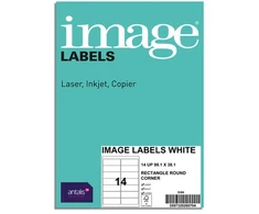 Lipnios etiketės Image Labels, 99.1×38.1 mm, 14 lipdukų lape, baltos spalvos
