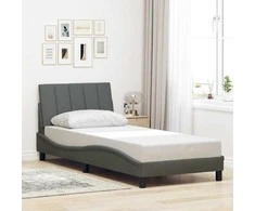 Lovos rėmas be čiužinio, Hanko, tamsiai pilkas, 90x200cm, audinys