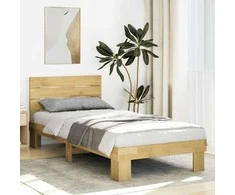 Lova lovos rėmas su galvūgaliu be čiužinio 75x190 cm ąžuolo masyvo