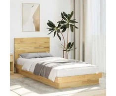 Lova lovos rėmas su galvūgaliu be čiužinio 75x190 cm ąžuolo masyvo