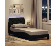Lova Lovos rėmas su LED be čiužinio, juodas, 90x190 cm, audinys