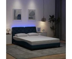 Lova Lovos rėmas su LED be čiužinio, mėlynos spalvos, 140x200 cm