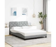 Lova Lovos rėmas su LED be čiužinio, šviesiai pilkas, 140x190 cm