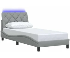 Lova Lovos rėmas su LED be čiužinio, šviesiai pilkas, 90x190 cm