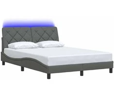 Lovos rėmas su LED be čiužinio, tamsiai pilkas, 140x200 cm