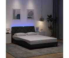 Lovos rėmas su LED be čiužinio, tamsiai pilkas, 140x200 cm