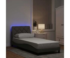 Lova Lovos rėmas su LED be čiužinio, taupe, 90x200 cm, audinys