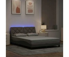 Lova Lovos rėmas su LED be čiužinio, taupe spalvos, 140x200 cm