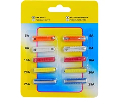LTC Cilindriniai automobilių saugikliai 5A, 8A, 16A, 2A, 25A, 10 vnt.