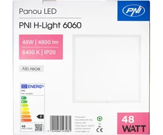 Lubinis šviestuvas PNI H-Light 6060 LED panelė, 48W, 600x600mm, 4800lm, 6400K, vidaus patalpoms, įleidžiama, šaltai balta