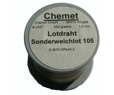 Lydmetalis Bi55.5Pb44.5 1.00mm 250g žemos lydymosi temperatūros be fliuso Chemet (tik profesional naudojimui)