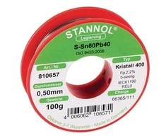 Lydmetalis Sn60Pb40 0.50mm su fliusu 2.2% Kristall400 100g, Stannol (tik profesionaliam naudojimui)