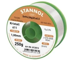 Lydmetalis Sn96.5/Ag3/Cu0.5 1.00mm 250g su fliusu Stannol