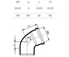 Magnaplast Vidaus kanalizacijos alkūnė Ultra dB, Ø 110 mm, 45°