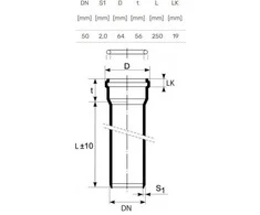 Magnaplast Vidaus kanalizacijos vamzdis Ultra dB, Ø 50 mm, 0,25 m