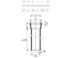 Magnaplast Vidaus kanalizacijos vamzdis Ultra dB, Ø 110 mm, 1 m