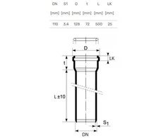 Magnaplast Vidaus kanalizacijos vamzdis Ultra dB, Ø 110 mm, 0,5 m