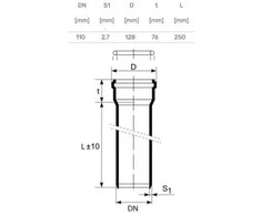 Magnaplast Vidaus kanalizacijos vamzdis HTplus, Ø 110 mm, 0,25 m