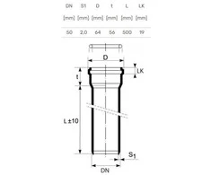 Magnaplast Vidaus kanalizacijos vamzdis Ultra dB, Ø 50 mm, 0,5 m