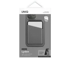 Dėklas UNIQ Lyden DS magnetinė piniginė RFID ir stovelis telefonui juodos ir pilkos spalvos