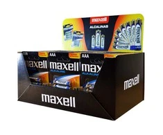 Maxell šarminės baterijos LR03 AAA, 4 vnt. pakuotė (30 blisterinių pakuočių / 120 vnt. baterijų)