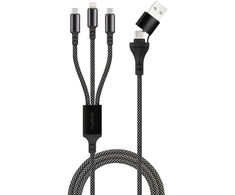 Maxlife ALLin1 laidas USB + USB-C – Lightning + 2x USB-C 1,0 m 66W juodas