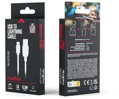 Maxlife kabelis USB - Lightning 0,5 m 2A baltos spalvos