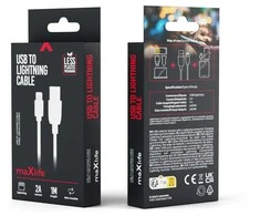 USB laidas Maxlife Apple Lightning FastCharge baltas, 2.0A,1.0m