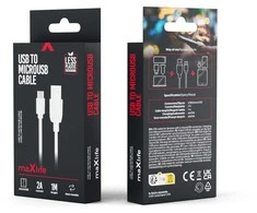 Maxlife kabelis USB - microUSB 1,0 m 2A baltos spalvos