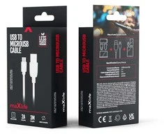 Maxlife kabelis USB - microUSB 3,0 m 2A baltos spalvos