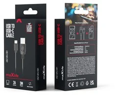 Maxlife kabelis USB - USB-C 3,0 m 2A juodos spalvos