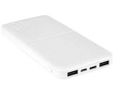 Maxximus POWERBANK MX COCO 10 000 mAh, 2xUSB, 10W Li-Po, baltos spalvos + kabelis micro USB
