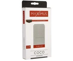 Maxximus POWERBANK MX COCO 10 000 mAh, 2xUSB, 10W Li-Po, baltos spalvos + kabelis micro USB