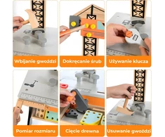Medinis vaikiškas darbastalis su įrankiais ECOTOYS