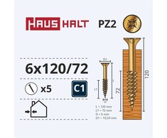 Medsraigčiai Haushalt, 6 x 120/72 mm, ZN, PZ3, 5 vnt.