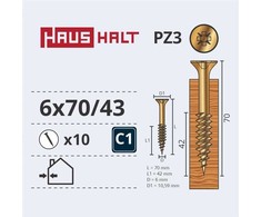 Medsraigčiai Haushalt, 6 x 70/42 mm, ZN, PZ3, 10 vnt.