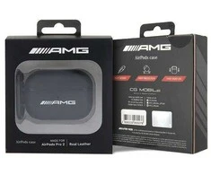 Mercedes Benz Apple AirPods Pro ausinių dėklas 2 Mercedes AMG Leather Baltas Logo (AMAP2SLWK) juodos spalvos