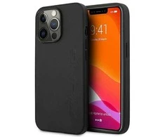 Mercedes Benz Apple iPhone 14 Pro Mercedes AMG dėklas odinis Hot Stamped (AMHCP14LDOLBK) juodos spalvos