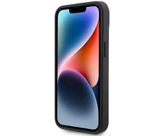 Mercedes AMG AMHCP15MGSEBK Apple iPhone 15 Plus / 14 Plus 6.7″ juodos spalvos kietas dėklas with Leather Debossed Lines