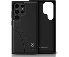 Mercedes Leather Curved Stitches Samsung Galaxy S25 Ultra dėklas telefonui juodos spalvos