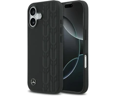 Original dėklas MERCEDES Leather Laurel Leaves MagSafe skirtas Apple iPhone 17 juodos spalvos