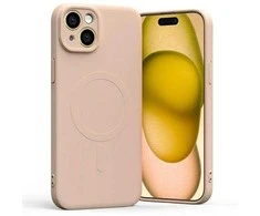 Mercury MagSafe Semi-Silikoninis Apple iPhone 15 Plus 6,7" dėklas telefonui rožinės spalvos sand