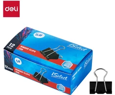 Metaliniai spaustukai DELI 19mm, 12vnt./pak., juodos spalvos