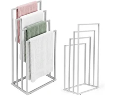 Metalinis pastatomas rankšluosčių stovas su 4 laikikliais, baltas, ModernHome