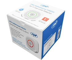 Metano dujų jutiklis (CH4) PNI SafeHouse HS201 su „WiFi“, valdymas per „Tuya Smart“ programėlę, 230V maitinimo šaltinis, balso pranešimai, garsinis ir vaizdinis aliarmas, elektromagnetinio vožtuvo išvestis